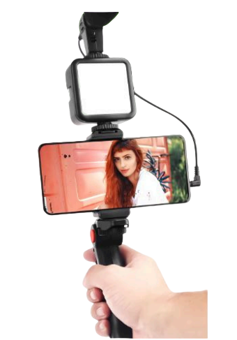 Set grabación móvil 3 en 1 (trípode + micro + luz)